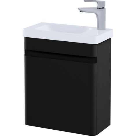 RAK Resort Wall Hung Cloakroom Vanity Unit with RH Basin 450mm Wide - Matt Black (1/3)