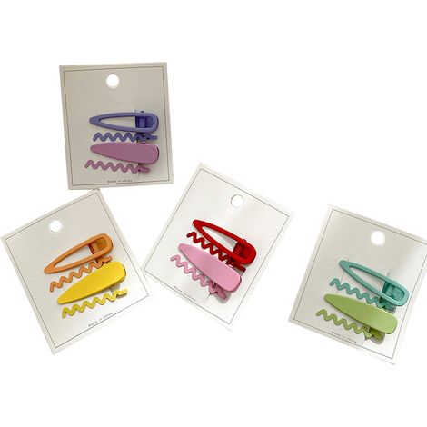 Lot de 4 pinces à cheveux cartoon, motifs adorables, épingles raffinées pour femmes et filles, teintes violet, cyan, orange et rose. (1/5)