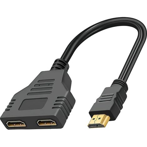 Répartiteur HDMI, Câble Adaptateur duplicateur HDMI mâle vers Double HDMI femalle Adaptateur Convertisseur Splitter HDMI mâle Haute Vitesse Ultra HD Câble séparateur HDMI (1/3)