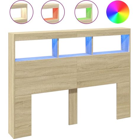 vidaXL Kopfteil mit LED Sonoma-Eiche 140x17x102 cm