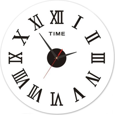 OROLOGIO ADESIVO DA PARETE TONDO DA 50 CM CON NUMERI ROMANI NERO (1/4)