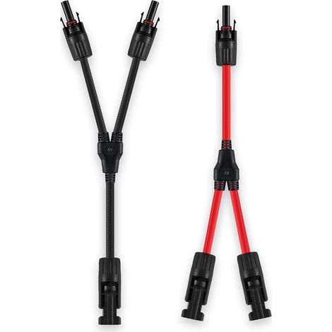 Panneau Solaire Connecteur en Y(1 à 2), Ip67, F/M/M et M/F/F, Panneau Solaire Connecteurs de Câble Y Distributeur, Compatible avec 2,5mm2-6mm2 Connecteurs Photovoltaïques(1 Rouge +1 Noir) (1/5)