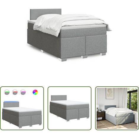 vidaXL Surmatelas - Sommier à lattes de lit et matelas gris clair 120x190 cm tissu (1/5)