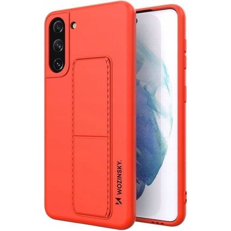 Custodia Wozinsky Kickstand in silicone con supporto per Samsung Galaxy S21+ 5G, colore rosso (1/5)