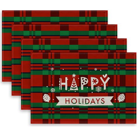 Lot de 4 sets de table rouges de Noël pour les fêtes/réceptions/événements en extérieur (1/5)