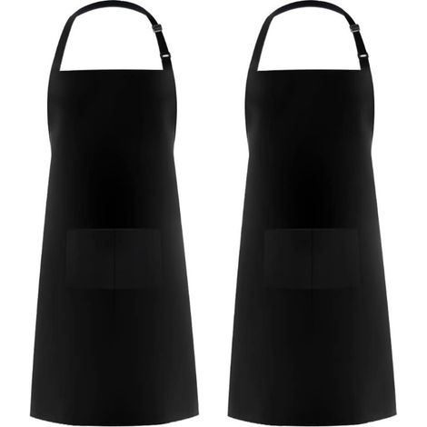Lot de 2 Tabliers à Bavette Réglables Sangle Imperméable Noir(noir)