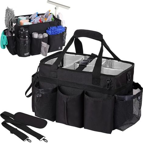 Grand sac de nettoyage avec panneau support robuste et séparateurs amovibles Kit d'outils ménager (1/5)