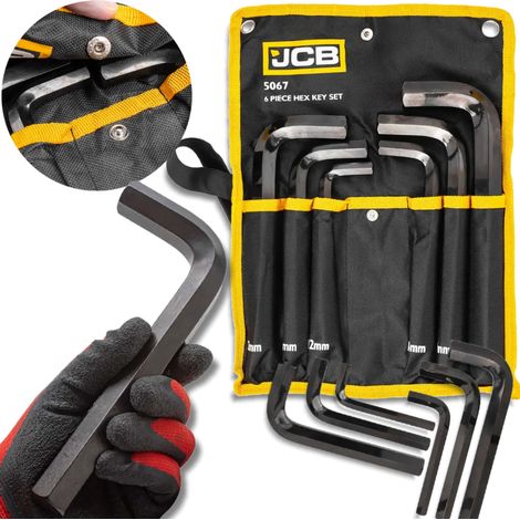 Set di chiavi a brugola JCB, 6 pezzi su un foglio, 12-24 mm, tipo L, acciaio Cr-V, esagonali. (1/5)