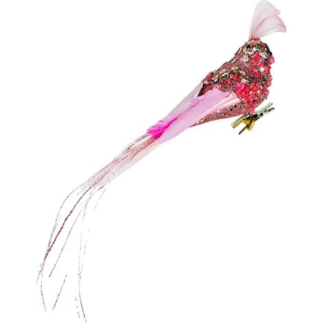 Paon rose pour sapin de Noël - oiseaux et décorations de sapin de Noël 30 cm (1/5)