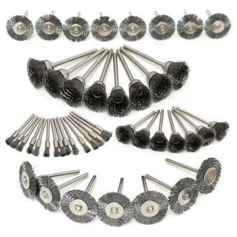 45Pcs Jeu De Brosses Métalliques En Acier Inoxydable 10/15/25 Mm Avec Tige 1/8 Pour Le Polissage (1/5)