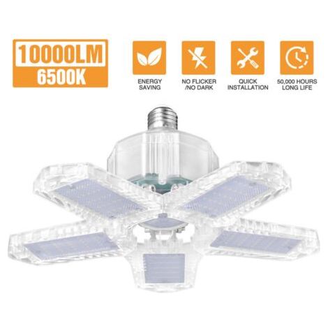 Lampada LED per garage - 120W - 12000lm - Lampada da officina - Plafoniera convertibile - 1 luce trasparente (1/5)