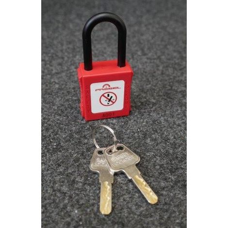 Cadenas plastique rouge anse nylon 6mm clé identique A1 CATU