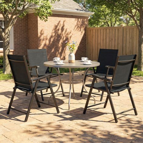 Lot de 4 Chaises Pliantes Extérieur en Acier Solide, Dossier Haut Confortable 58x62x97cm Noir, sans Montage (1/5)