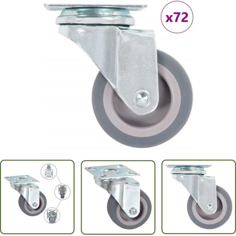 The Living Store 72 pcs Roulettes pivotantes 50 mm - Roulettes Pivotantes - Roulettes De Chariot - Roues Mobiles - Accessoires De Meuble - Chariot Roulant (1/5)