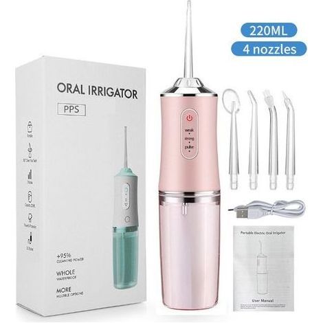 Idropulsore dentale professionale. Idropulsore orale portatile. Detergente per denti più sani e sbiancanti. (1/4)