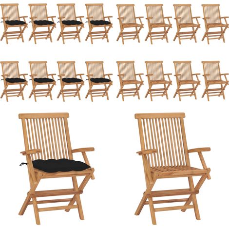 Chaises de jardin avec coussins noir lot de 8 Bois teck massif - Chaise De Jardin - Mobilier De Jardin - Chaise En Bois - Set De Chaises - Terrasse - Home & Living (1/5)