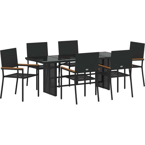 Maison Exclusive - Conjunto de Comedor de Jardín 7 uds. Negro rat (1/5)