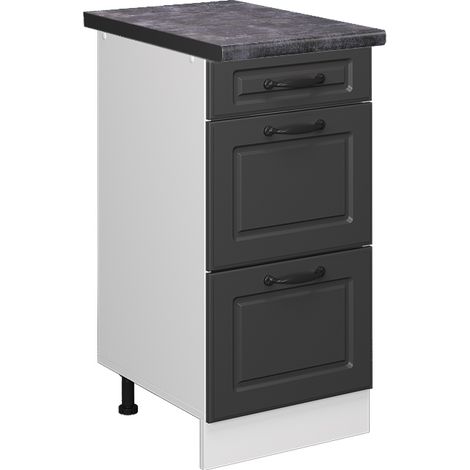 Mobiletto base per cucina R-Line, Antracite casa di campagna, 40 cm con cassetti, PL Antracite, Vicco (1/5)