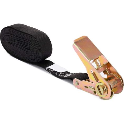 Sangles d'arrimage 3,6m x 2,5cm avec boucle à came, 1 pièce Noir