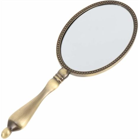 Miroir à Main avec Poignée Miroir en Métal Vintage Miroir de Maquillage Compact pour Maquillage de Maquillage (1/5)