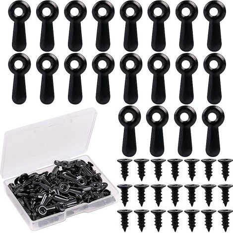 Kit de fixation avec crochets, 100 attaches pour cadres, clips de fixation et 100 vis, pour accrocher tableaux, photos et peintures - Noir (1/5)