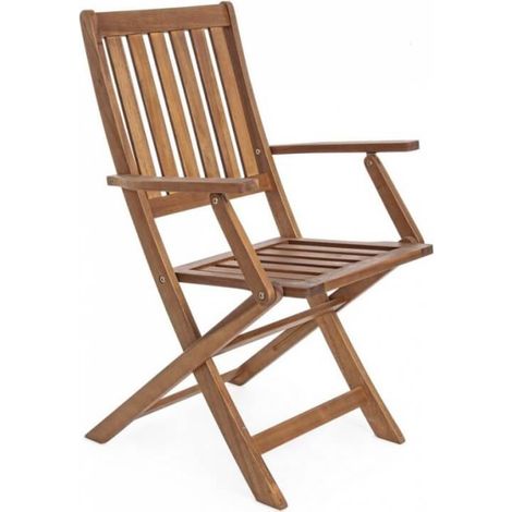 Set de 2 sillas plegables de madera de acacia con reposabrazos Mali YES (1/3)