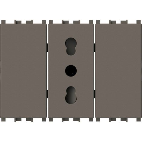 Modulo presa bipasso e 2 copri foro, serie P, metal, 16A, compatibile con serie Vimar Arkè - 4Box Bitappo 4B.V19M.BT (1/4)