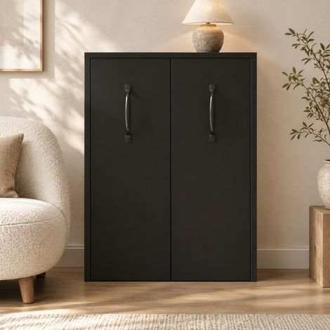 Mobiler Aufbewahrungsschrank auf Rollen 52 x 50 x 75 cm, schwarz, OKMYHOME (1/5)