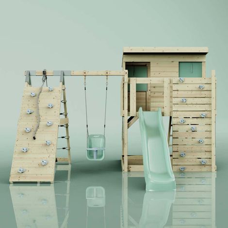 PolarPlay Spielturm Emil aus Holz in GrünBabyschaukel