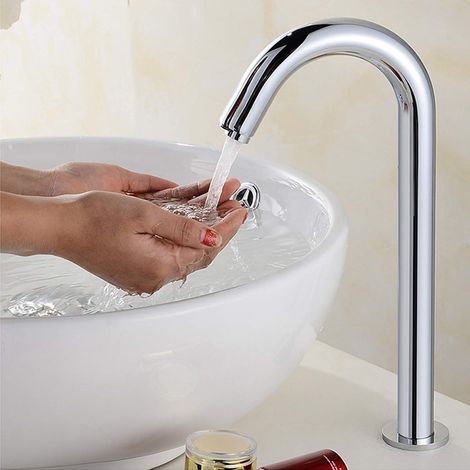 Robinet à capteur automatique infrarouge pour salle de bain - Robinet de lavabo - Eau froide - Pour cuisine et salle de bain (1/5)