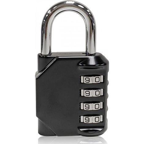 1Pc Cadenas à combinaison à 4 chiffres,étanche, noir, fermoir à combinaison en métal étanche et acier plaqué argent (1/4)