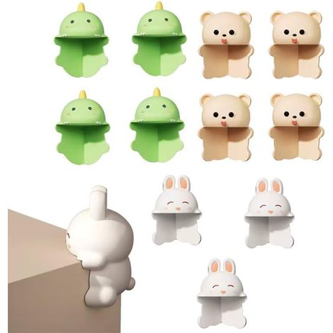 12 protectores de esquinas - protectores de bordes de mesa con estampado de animales de dibujos animados - diseño de oso - dinosaurio y conejo - impermeables - anti- - 12 piezas (1/2)