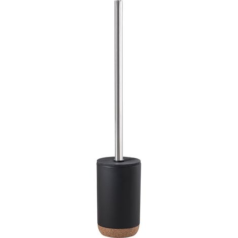 Scopino WC con ciuffo in setole d'appoggio in ceramica e sughero IL33 Gedy serie ILARY Nero Matt (1/2)