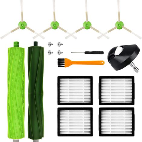 Pièces de rechange pour aspirateurs robots iRobot Roomba séries e/i/j (j7, j7+/Plus, i7, i7+, i3+, i4+, i6+, i8+, E5, E6, E7) : 2 brosses rotatives, 4 brosses de nettoyage des bords, 4 filtres haute p (1/5)