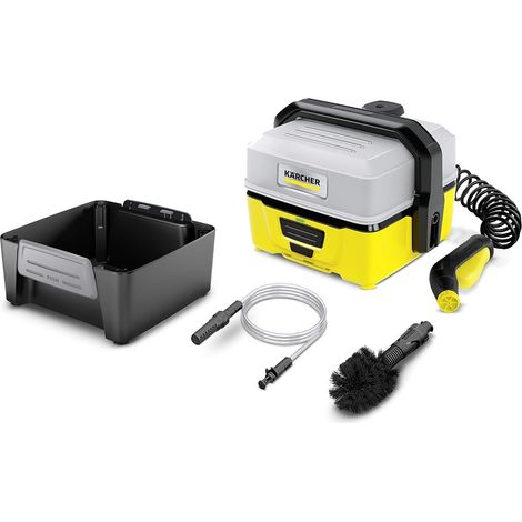 Kärcher Idropulitrice portatile OC 3 + Kit Avventura, portata: 2 l/h, serbatoio dell'acqua: 4 l, tubo: 2,8 m, ugello a getto piatto, tubo di aspirazione acqua, spazzola universale, vano accessori (1/5)