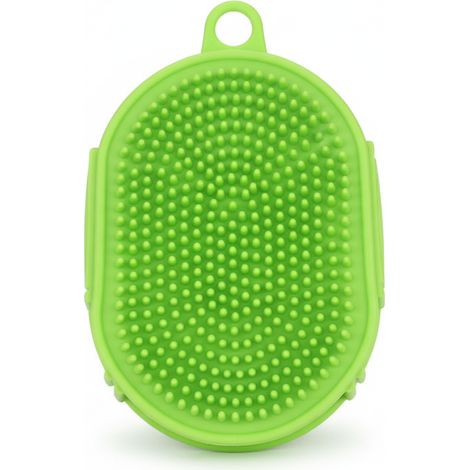 Brosse double face pour le toilettage et le bain, brosse de massage et de nettoyage pour chiens et chats, verte (1/3)
