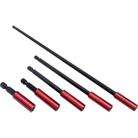Porte-embouts - Magnétique - 50/60/100/150/300 mm - Lot de 5 - Pour visseuse à percussion - Noir (1/5)