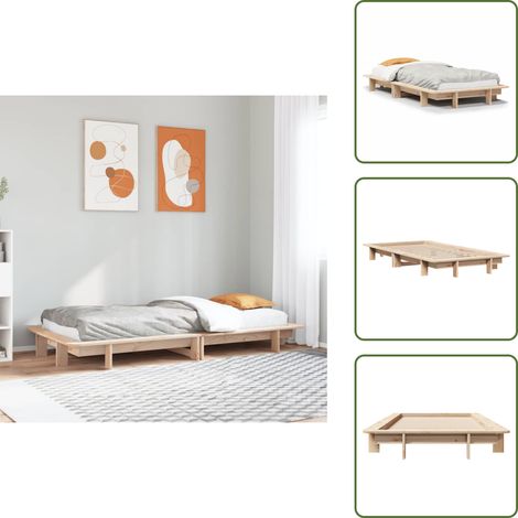 Cadre de lit sans matelas 75x190 cm bois de pin massif - Cadre De Lit - Cadres De Lit - Meuble De Chambre À Coucher - Lit (1/5)