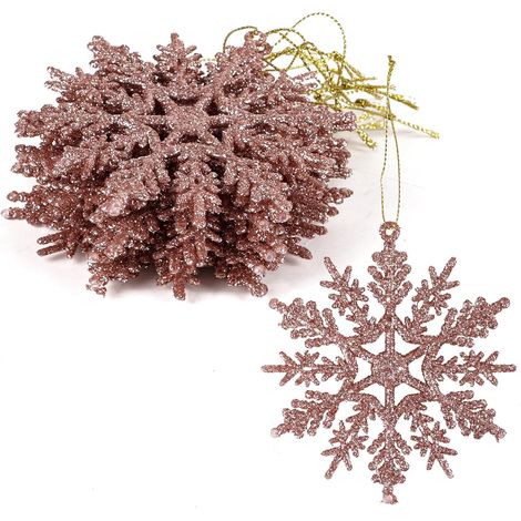 Decoration De Noel Flocon De Neige A Suspendre En Or Rose Lot De 12 Pieces Pour Arbre Interieur Mariage Et Evenement Festif Elegant (1/4)
