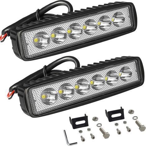 2 Phare LED, 6 Pouces, 18W Projecteur, Aluminium Moto, 12V Voiture, SUV Bateau (1/5)