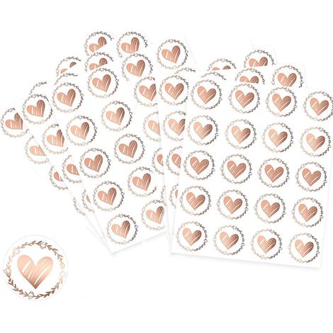 120 Pièces de Sceaux d'Enveloppe de Coeur,(rosegold)Transparent Autocollants Enveloppe Mariage,Personnalisés Etiquettes de Sceaux Relief Auto Adhésives (1/5)