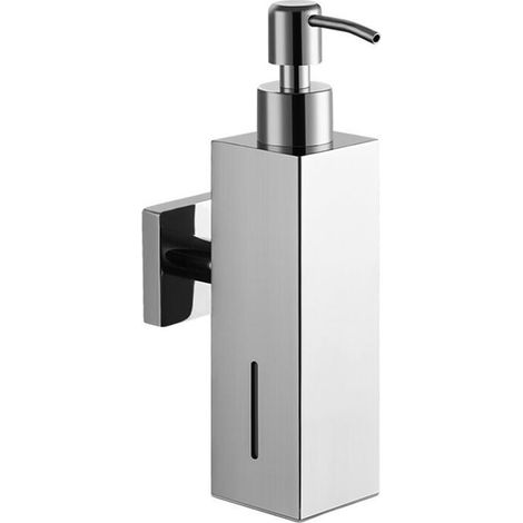 Dispenser di sapone quadrato in acciaio inox, dispenser manuale a parete in acciaio inox per bagni di hotel. (1/2)
