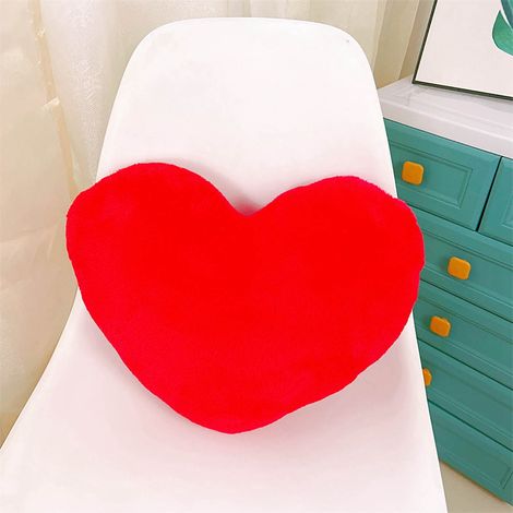 Coussin En Forme De Coeur - Rembourrage En Fibre De Polyester - Velours Rose - Pour Canapé Chambre Bureau Voiture - 33 x 25 cm - 1 Pièce (1/5)