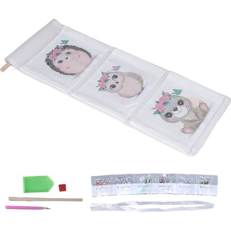 Pochette suspendue décorative mignonnes motifs peinture rhinocéros DIY organiseur mural (1/5)