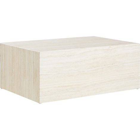 Table basse de salon rectangulaire effet travertin aspect pierre 90 x 60 cm - PANGIVO (1/4)