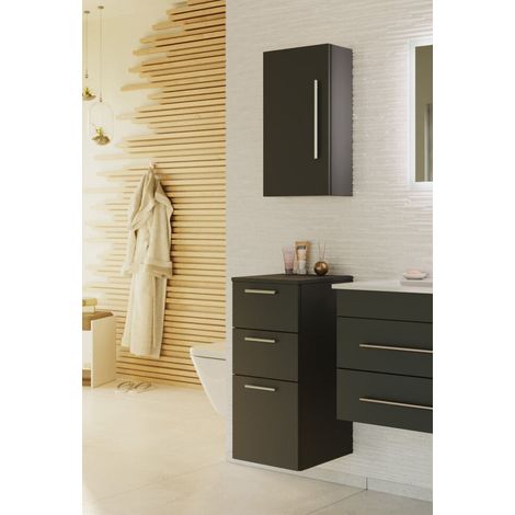 Badschrank-Set - Midischrank 75cm und Hängeschrank 62cm grafit