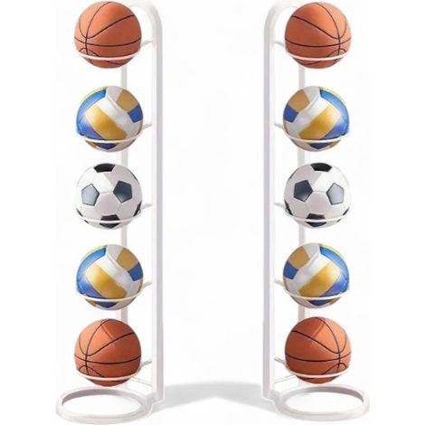 Porta 5 palline, scaffale, organizer, contenitore per palline, verticale, bianco