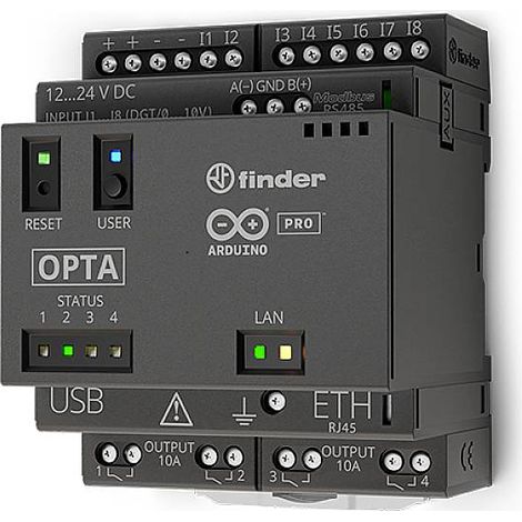 Module de communication 12V/24V – Arduino Opta Lite AFX00003 – 8 entrées numériques/analogiques – 4 relais 250V AC – Connectivité Ethernet/Wi-Fi/Bluetooth