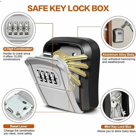 Cassetta di sicurezza per chiavi da parete (grigia) Mini cassetta di sicurezza per chiavi da esterno Cassetta di sicurezza per chiavi con AquaForge (1/5)