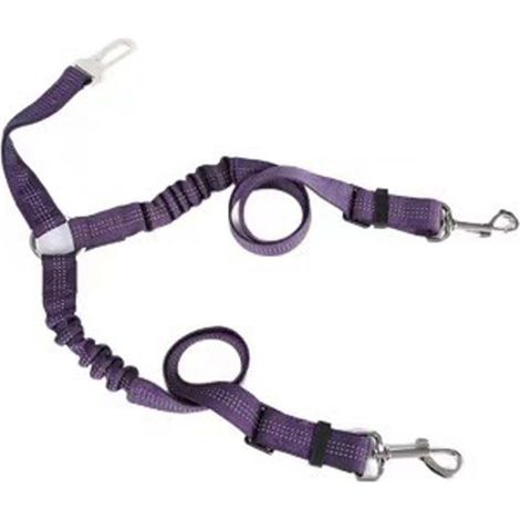 Ceinture de sécurité double pour animaux de compagnie : Laisse ajustable en nylon pour voiture (1/2)